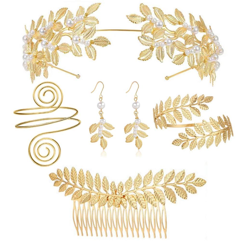 Gold Greek Goddess Hair Jewelry Bridal Earrings Rhinestone Jewelry Set  Hair Accessories