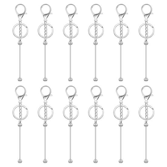 

12Pcs DIY Beaded Key Chain Rust-Proof Durable Handmade Keychain Pendants Classroom Reward Keychain Crafting Tools 12pcs