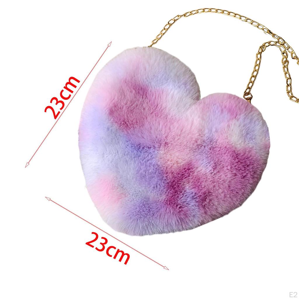 Hear Shaped Purse Women Plush Chain Shoulder Bag Fashion Zipper Closure Pouch Handbag Crossbody