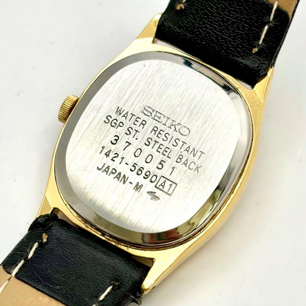 SEIKO Watch Gold Oval 370051 New Strap [New Battery] Ladies' 1421-5690