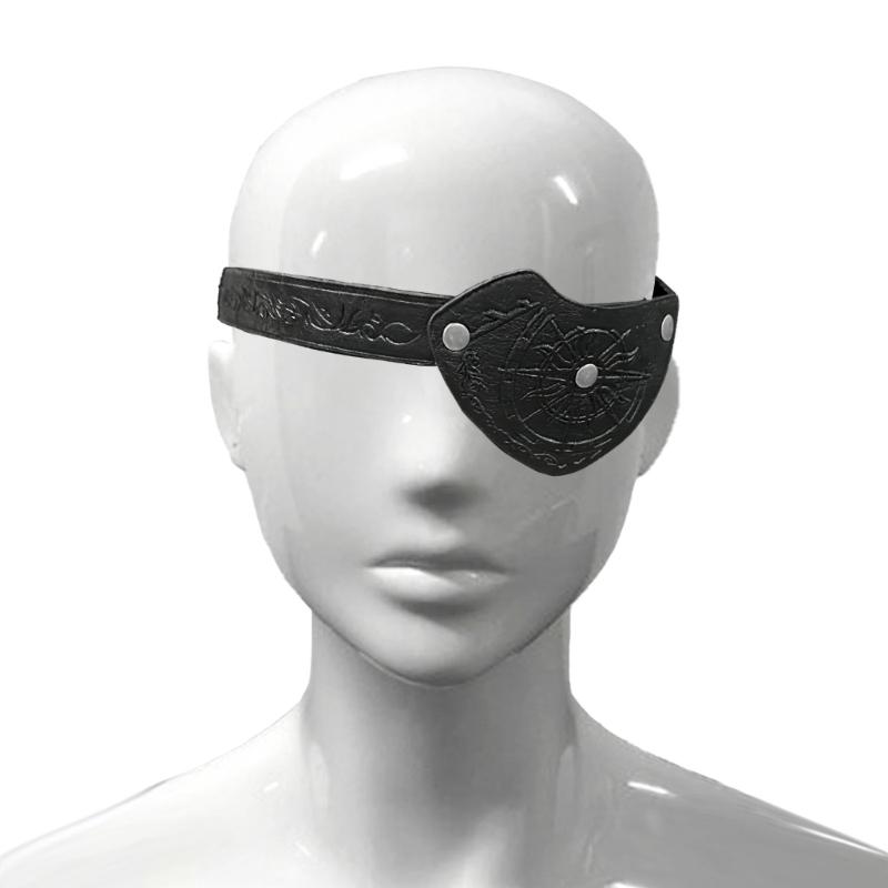 Medieval Pirate Eye Patches Vintage Embossed Leather Eye Mask Medieval Costume Accessories For Men Halloween Role Play