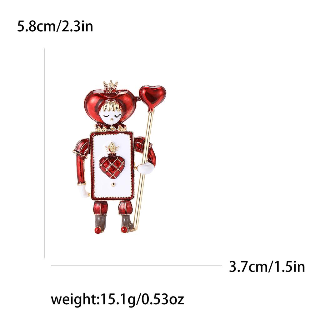 Kreativ Retro Legering Emalj Röd Spader Soldat Brosch Mode Temperament Herr- Och Damkläder Korsage Smyckesnål