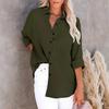 2021 Autumn V-Neck Button Long-Sleeve Cotton & Linen Women's Shirt