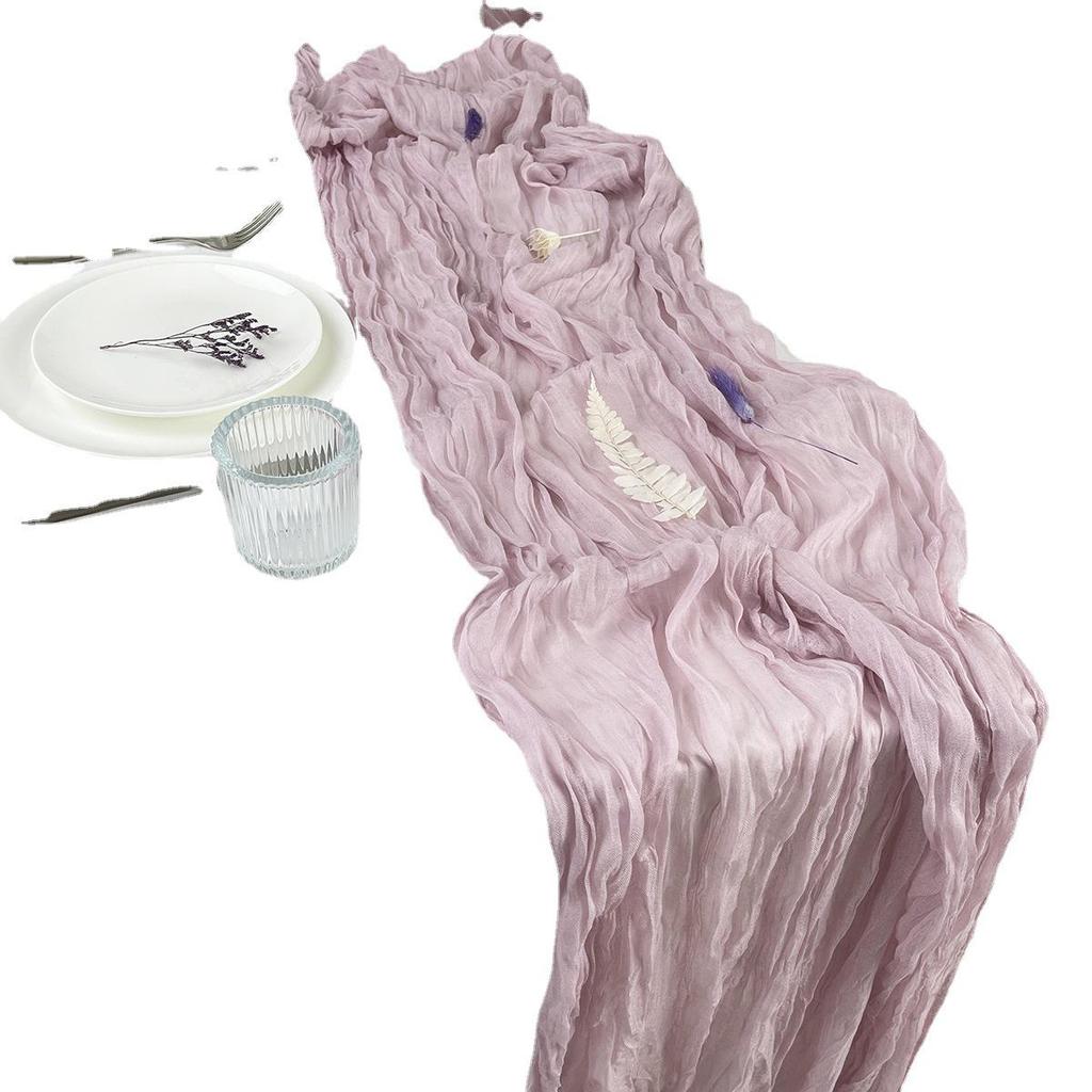 Rynkad tygbordslöpare för födelsedagsfester och bröllop - Voile Twist-dekoration