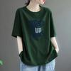 Cotton Short-sleeved T-shirt Women's Summer Loose Large Size All-match Western Casual Printed Top Trend