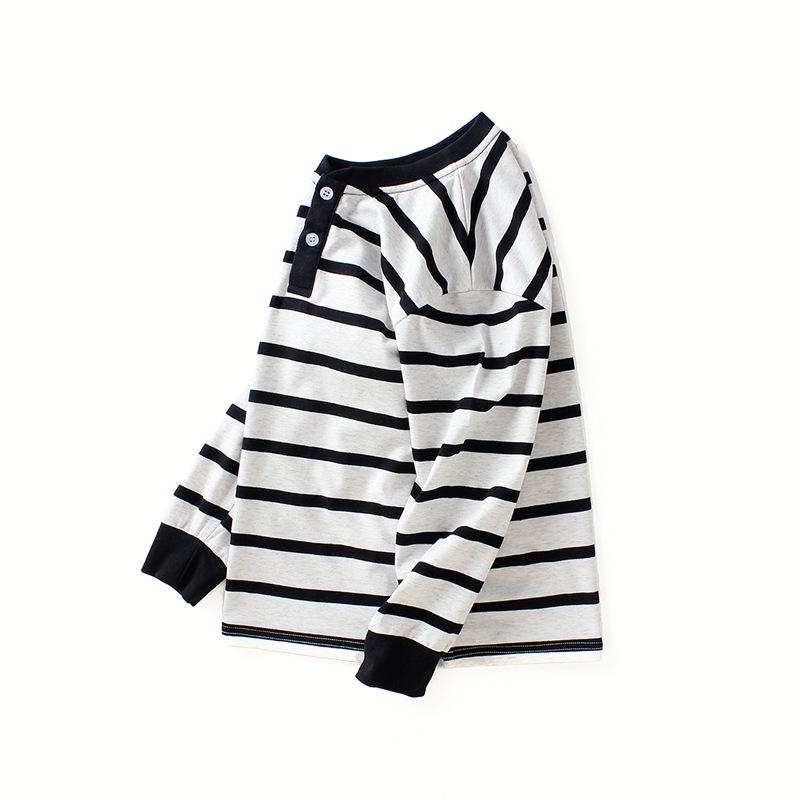Korean Style Boys' Striped Stand-up Collar Long Sleeve T-shirt - Spring/Autumn Collection