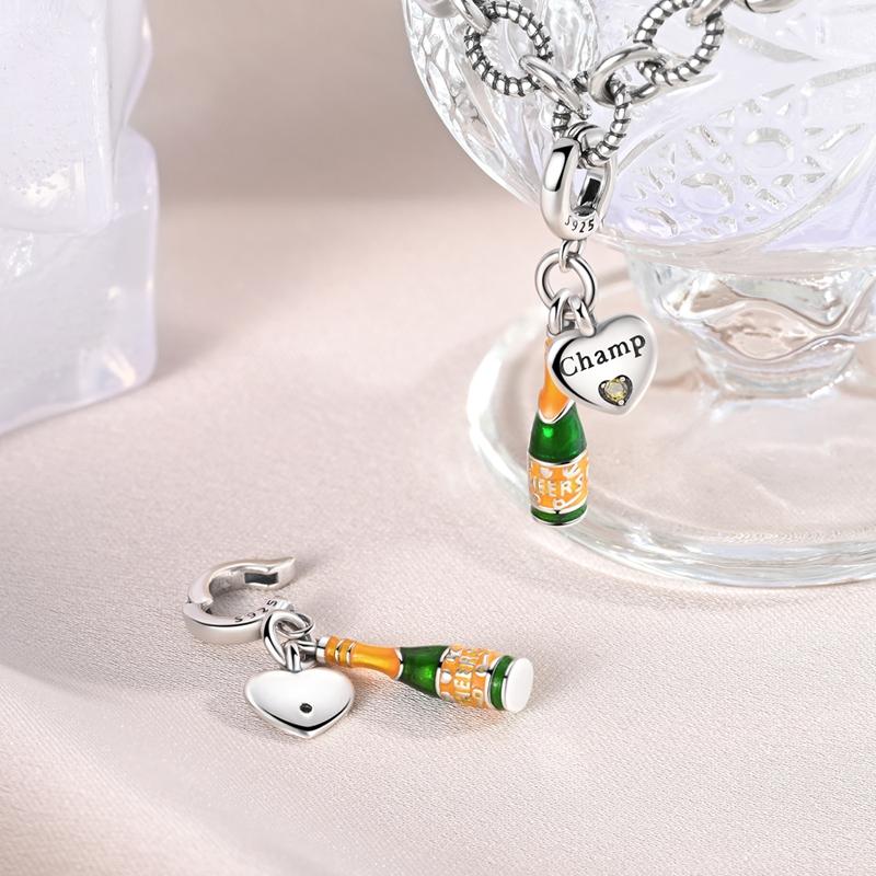 Copper Pets Dog Cat Colorful Wine Bottle Charms Cz Zirconium Shoe Bead Pendant Fit Original Bracelet Diy Jewelry