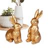 2pcs Gold Bunny Statues Vintage Easter Ornament Spring Rabbit Table Centerpieces Home Decoration Office Desk Ornament