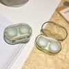Portable Leak-proof Contact Lens Case with Mirror, Invisible Ins Style, Double Container for Colored Lenses