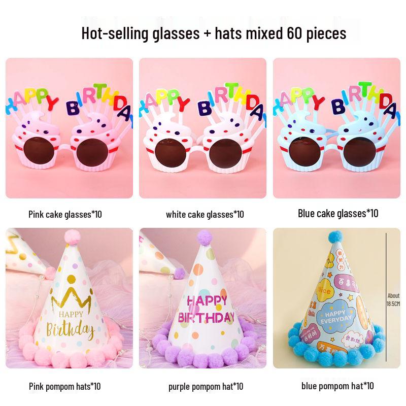 Creative Cartoon Pompom Birthday Hat for Selfies - For Adults & Babies
