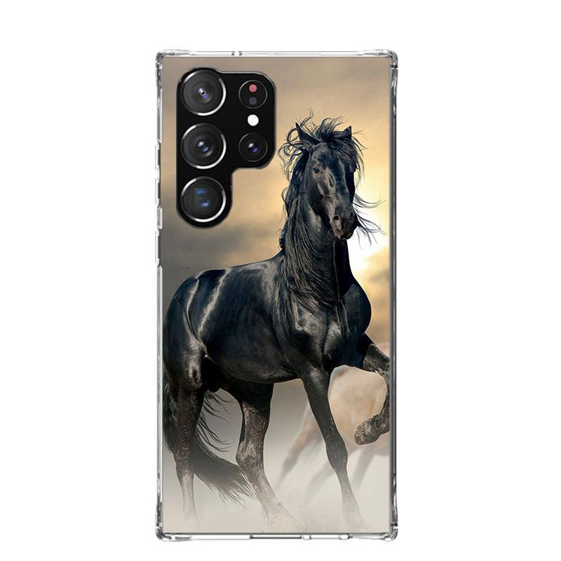 Animal Black Horse Case Phone Cover for Samsung Galaxy S24 S25 Ultra S23 Plus S22 + S21 S20 FE S10 S25 Edge Trend Fundas