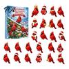 Acrylic Ornament Collection Red Bird Advent Calendar, 24-Day Christmas Countdown Set with Ornaments, 2D Tree Hanging Decor, Holiday Gift for