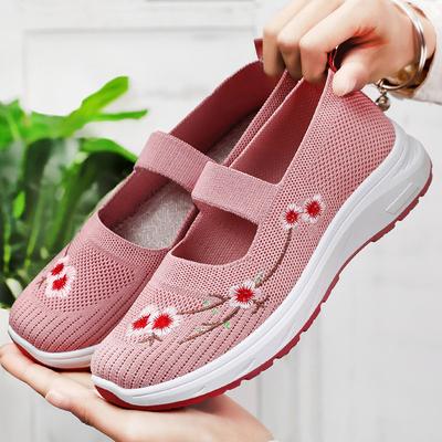 Rutschfeste Mom-Sneakers mit weicher Sohle, atmungsaktive Mesh-Stickerei, Freizeitschuhe für Damen, bequeme, leichte, flache Sneakers für Damen