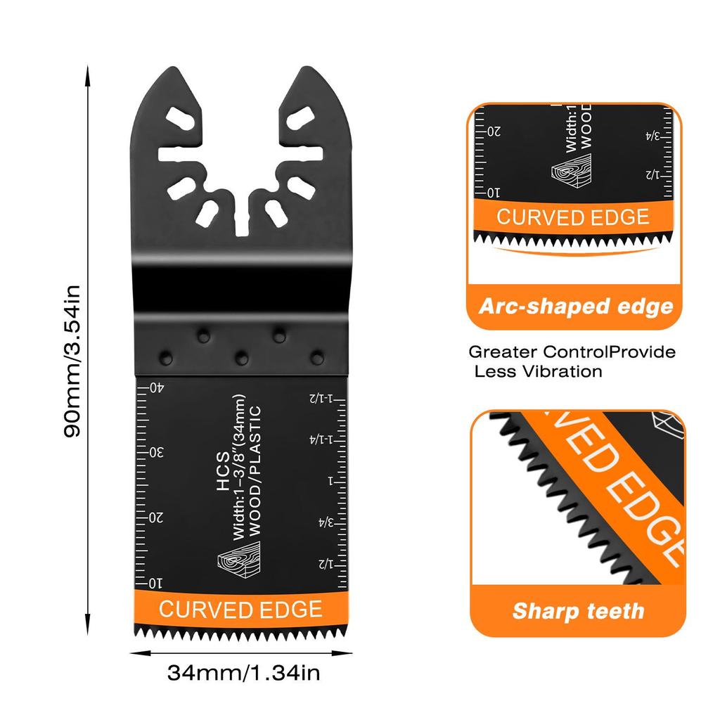 60-Piece Universal Oscillating Saw Blade Set - Arc & Straight Blades for Woodworking Tools