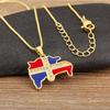 Nidin Hot Sale Dominican Flag African Continent Map Pendant Necklace For Women Men Copper Zircon Charm Jewelry Fashionable Gifts