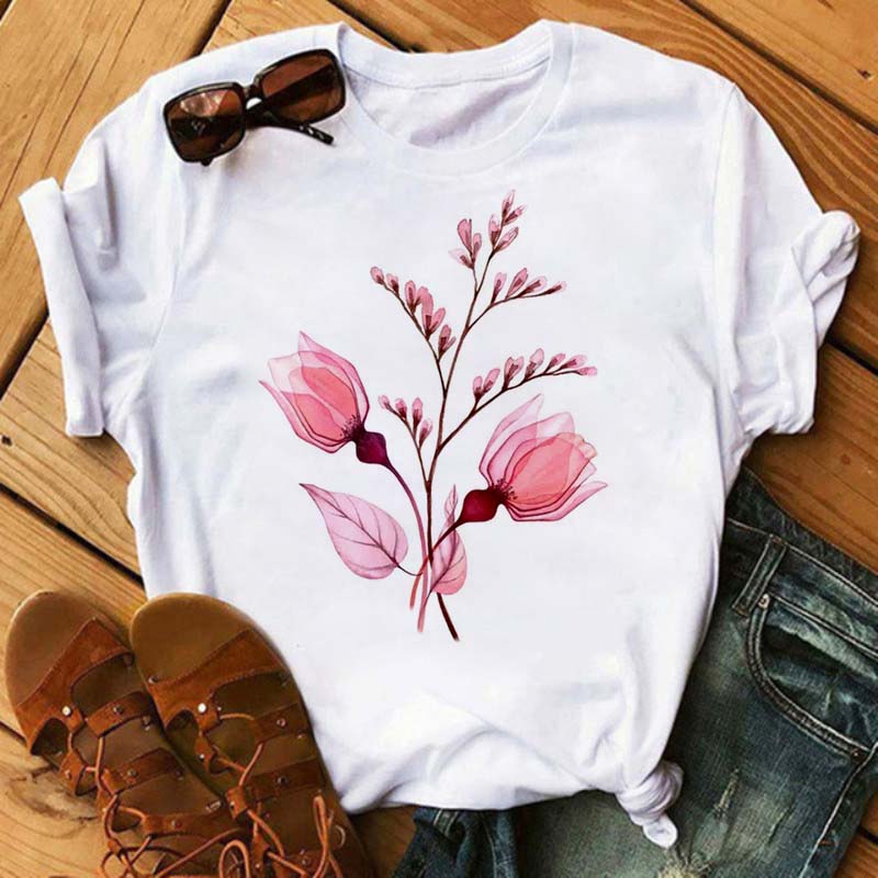 New Watercolor Floral 3D Print Women Tshirt Harajuku Streetwear Short Sleeve T Shirts Cartoon Casual Woman Tops Clothes