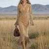 Damen Western Langarm Enganliegendes Kleid