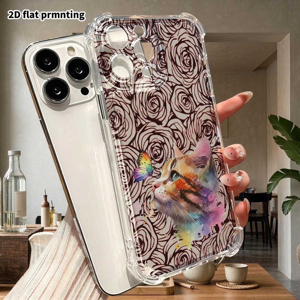 Phone Case: 2D Flat Design, Suitable for iPhone 18, 17, 16, 15, 14, 13 Pro, Transparent Corner Protective Case, Gradient Butterfly, Christmas and Hall