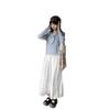 Spring 2026 Korean Slimming Lace-Trim White Midi Skirt