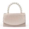 Beige Pleated Handbag Women Pearl Handle Flap Shoulder Bag Ladies Elegant Fashion Banquet Desiqner Luxury Crossbody Bag 2025 New