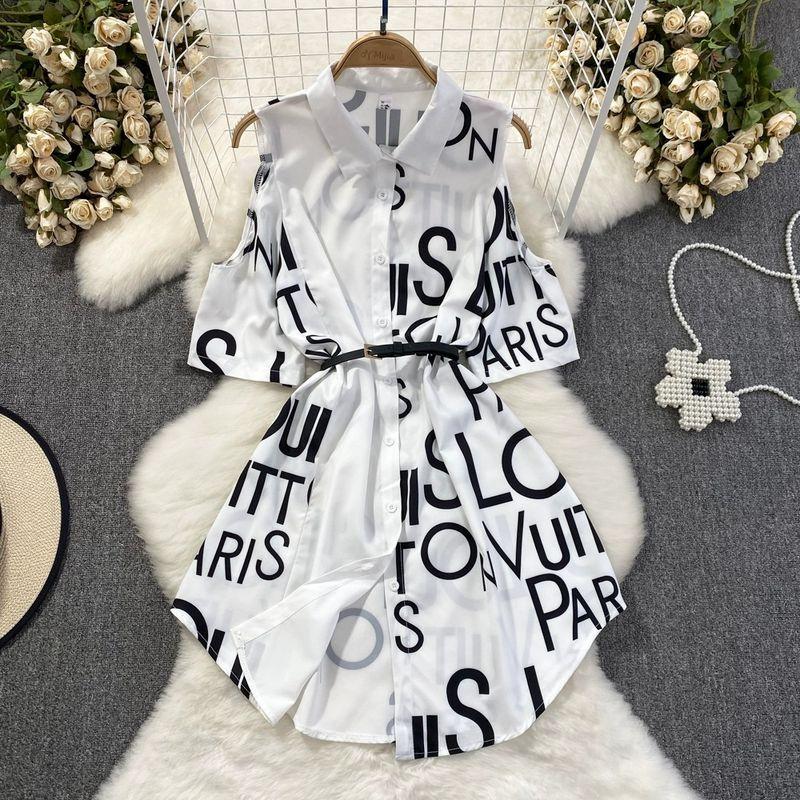 

off-Shoulder Summer Loose Irregular Dress Short Sleeve White All yards