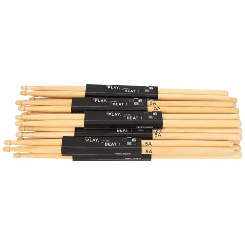 12 Pairs of Maple Drumsticks with Waterdrop-Shaped Tips for Easy Grip and Unique Wood Texture for Snare Drums and Practice Drums