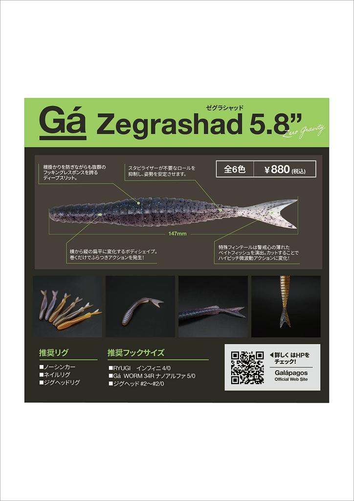 Galápagos Gá Zegra Shad Stick Bait Bass Worm Big Bass