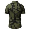 Spring Summer Men Spell Color Short Sleeve Shirt Men Casual 3D Digital Print Simple Style Shirt Tops 100% Polyester