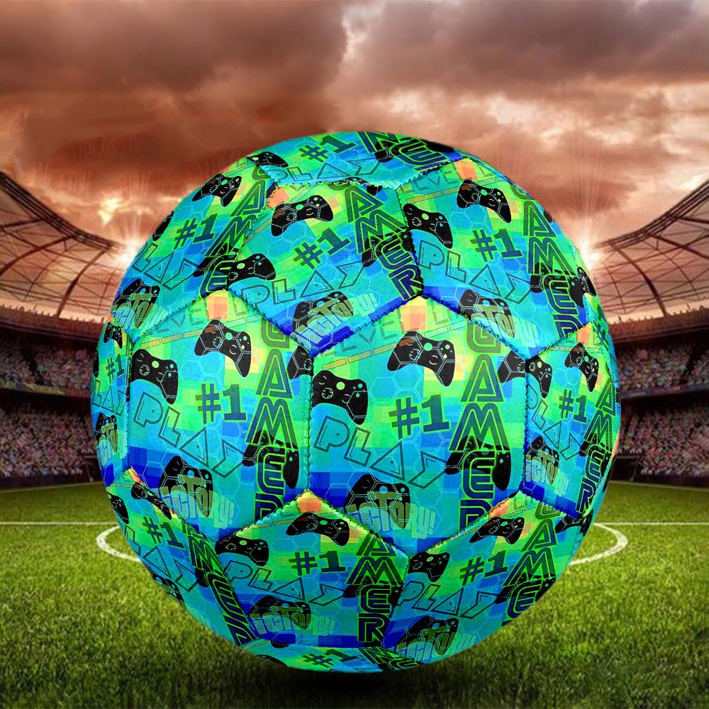 Gamepad Indoor Soccer Ball Size 5 Colorful All Ages Machine Stitched PVC Competition Ready Durable High-Bounce