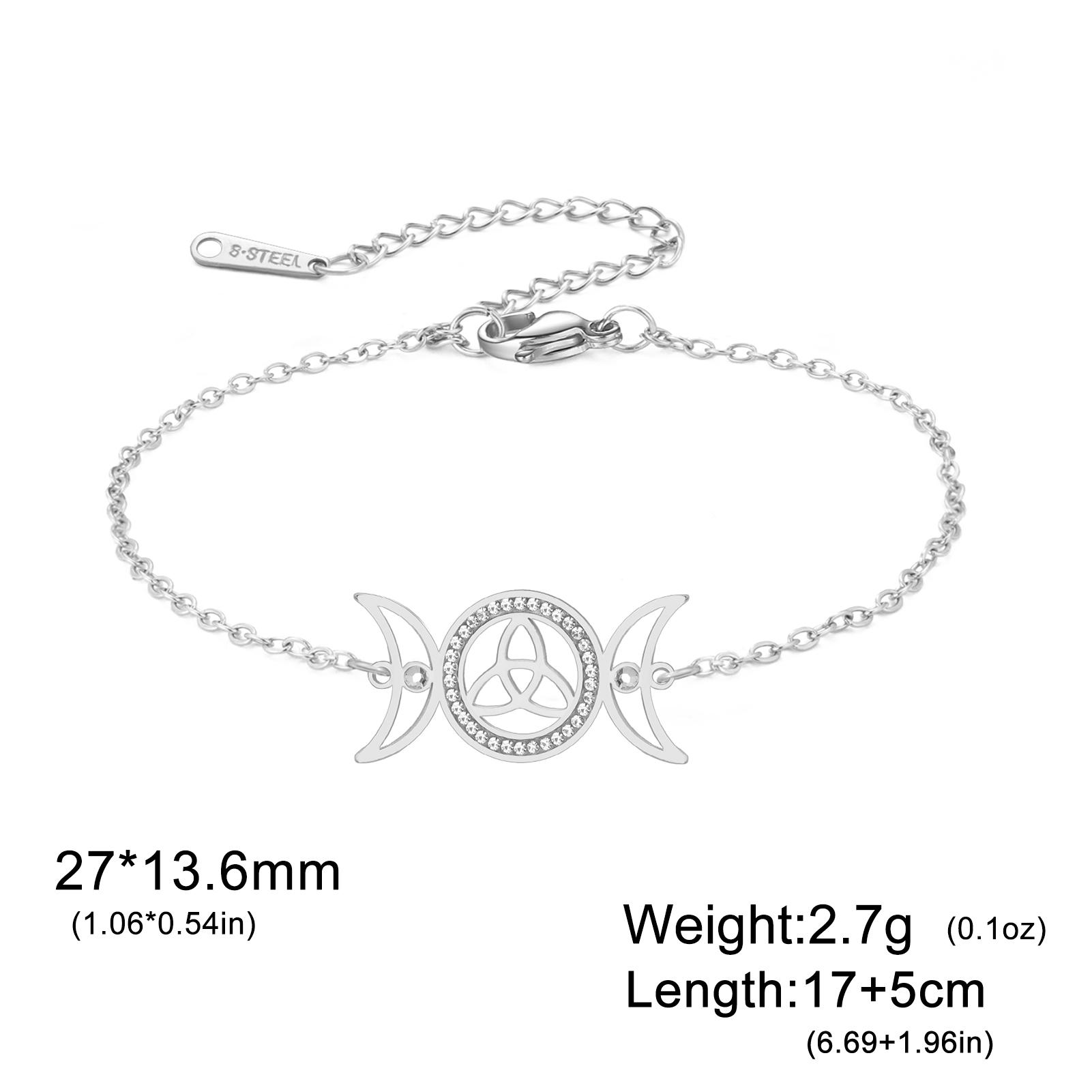 Hecate Bracelet Triple Moon Goddess Protection Bracelet For Women Hekate Lilith Greek Mythology Pagan Wiccan Celtic knot Jewelry 17cm