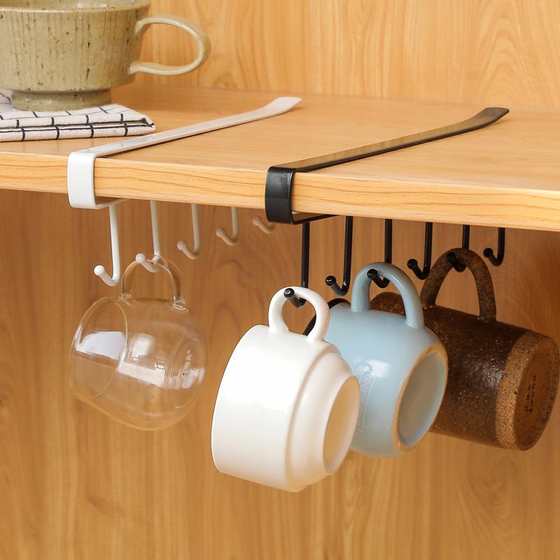 Multifunktions-Hakenleiste aus nahtlosem Eisen für Küche und Kleiderschrank – 6 Haken