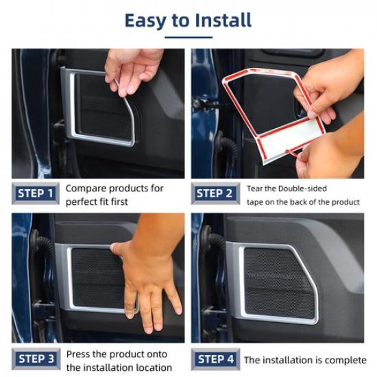 2x Silver ABS Interior Door Audio Speaker Cover Trim Fit For Suzuki Jimny +