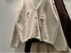 Women's Floral Applique V-Neck Loose Warm Cardigan Coat - Autumn/Winter Mori Girl Style