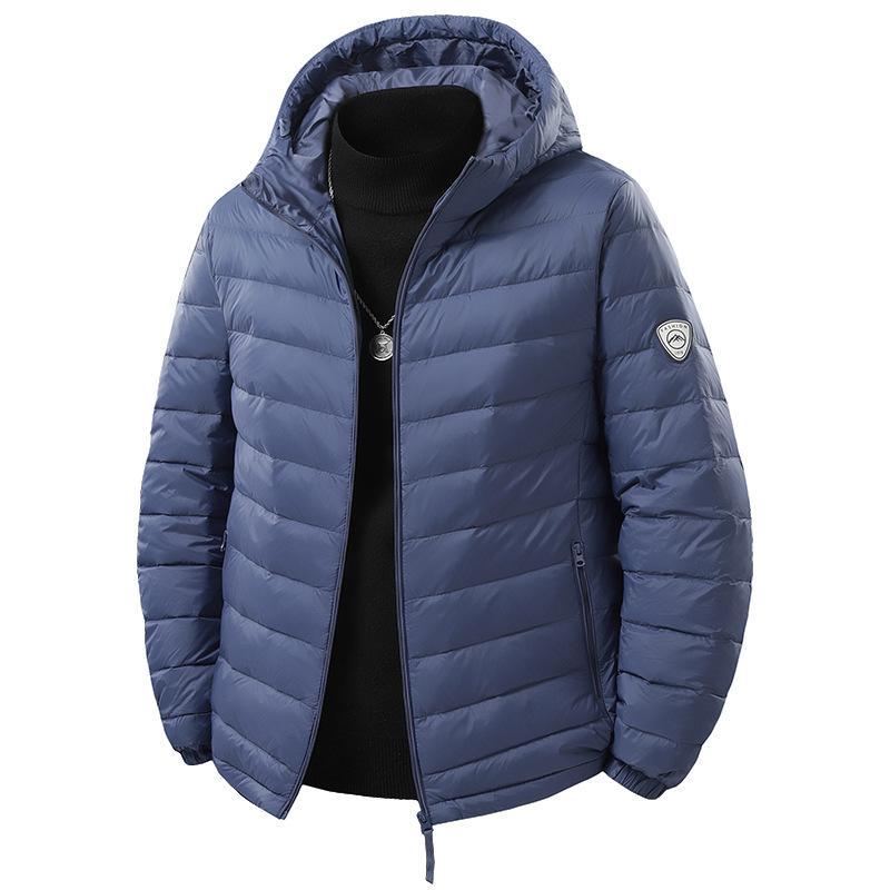 

Мужская легкая куртка из белого утиного пуха, повседневная ветрозащитная короткая теплая верхняя одежда с капюшоном XXXXL синий