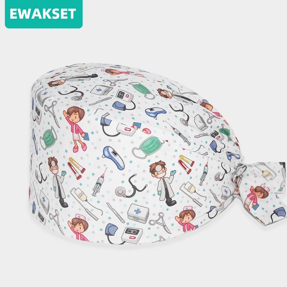 Dental Clinic Scrubs Caps with Sweatband Dentist Work Scrubs Beauty Work Hats Lab Nursing Scrubs Cap Gorro Enfermera
