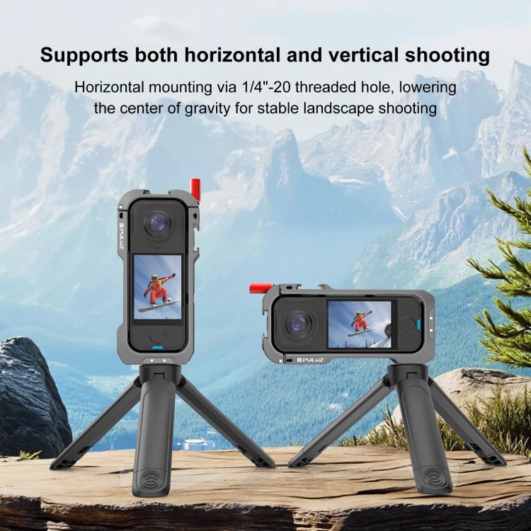 For Insta360 X4 Air PULUZ Metal Protective Cage Expansion Frame with Cold Shoe Bases & Lens Cover (Grey)