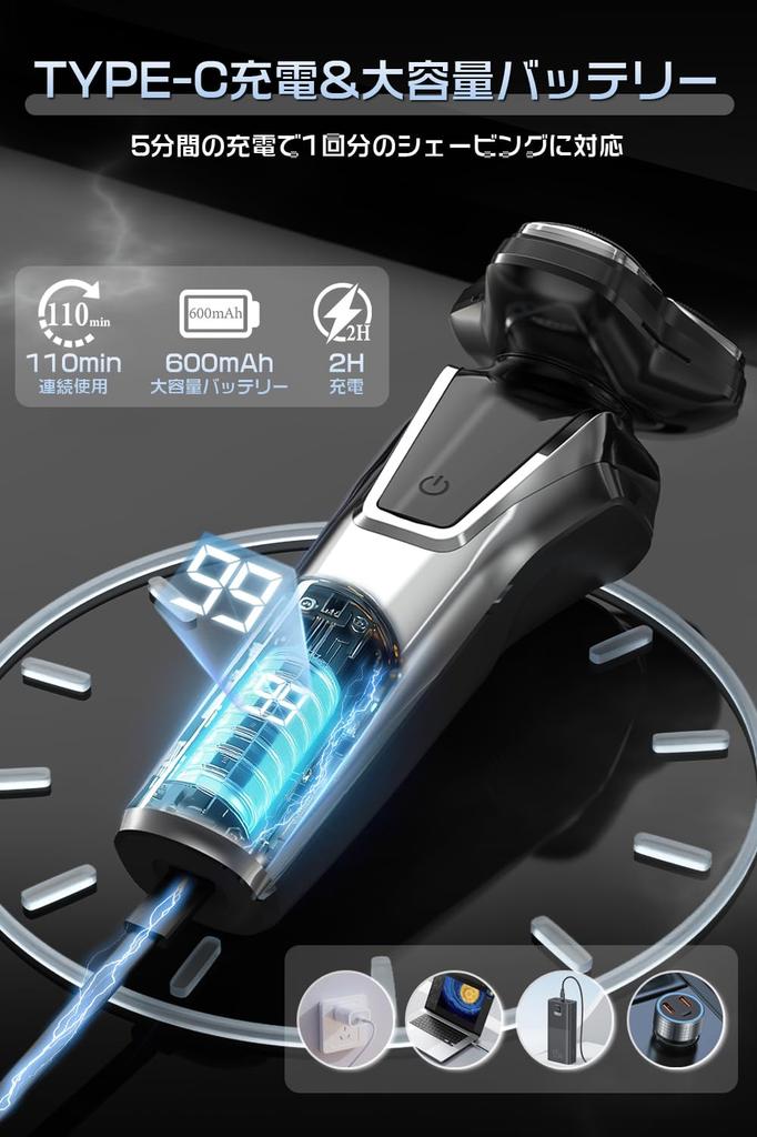Design Electric Shaver with Rotation for Close Rotating IPX7 Low Wet Dry LCD Battery Level Lightweight and Portable for Perfect for Business or As a