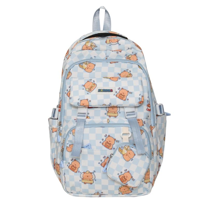 Printed Student Schoolbag Women's Large Capacity Travel Backpack with Coin Purse