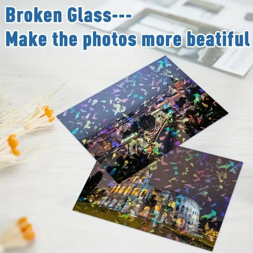 50 Blatt wasserdichte Kaltlaminierfolie A6 Hologramm Star Dot Selbstklebende Papierfolie DIY Paketkarte Foto-Laminierfolie