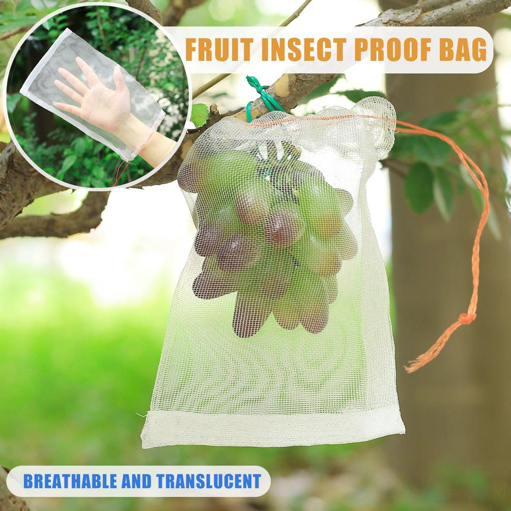 Fruit Protection Bag Anti-Bird Mesh Pest Control Device Grow Gardening Strawberry Grape Drawstring Bag Mesh Pouch 20Pcs