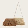 New Large Capacity Straw Woven Bag Solid Color Straw Weaving Straw Crossbody Handbag with Chain Strap Shoulder Bag Beach