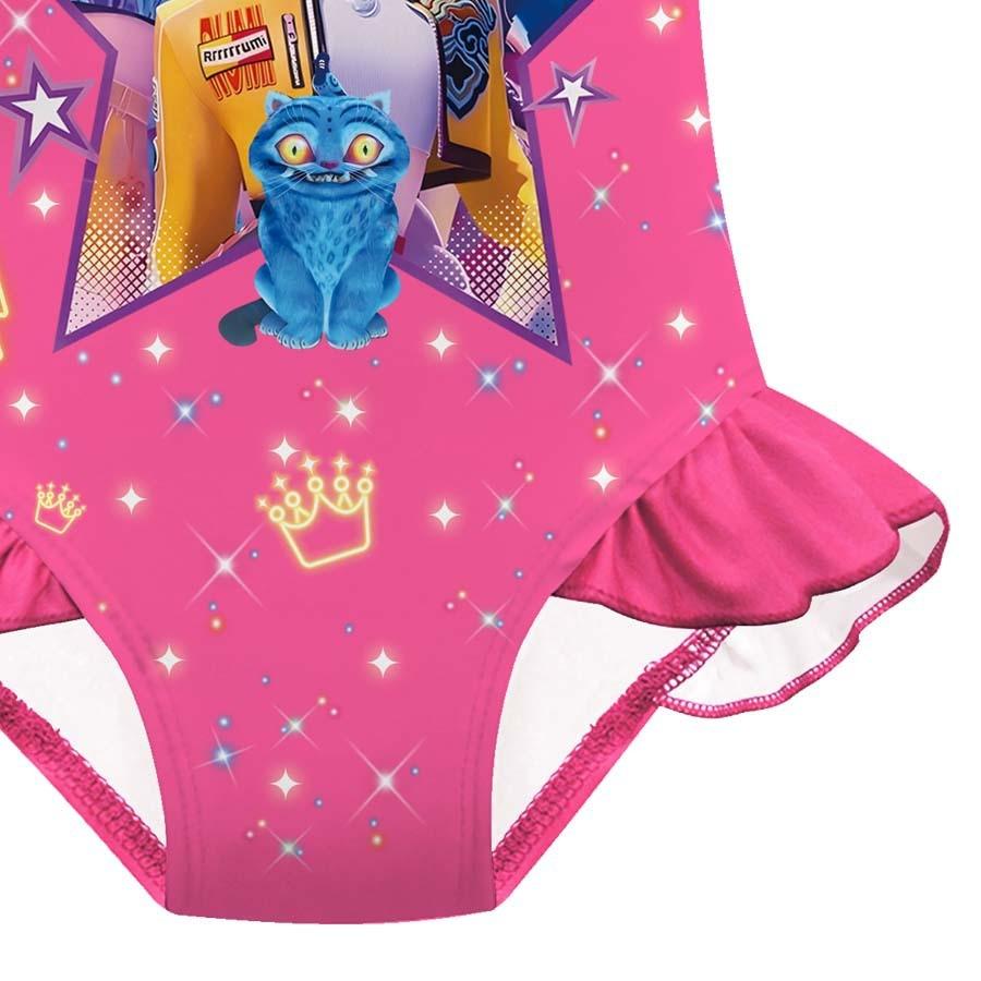 Kids Girls Anime Cartoon POP Singers Rumi Mira Zoey Print Ruffle Sleeveless One-piece Swimsuit Swimwear