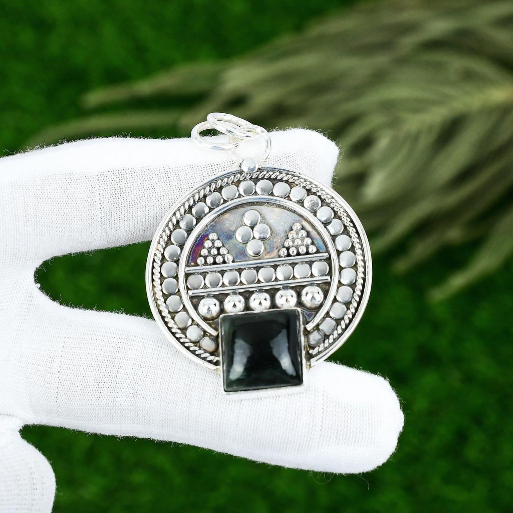 Memorial Day Sale Seraphinite Gemstone Bezel Pendant Jewelry 925 Sterling Silver