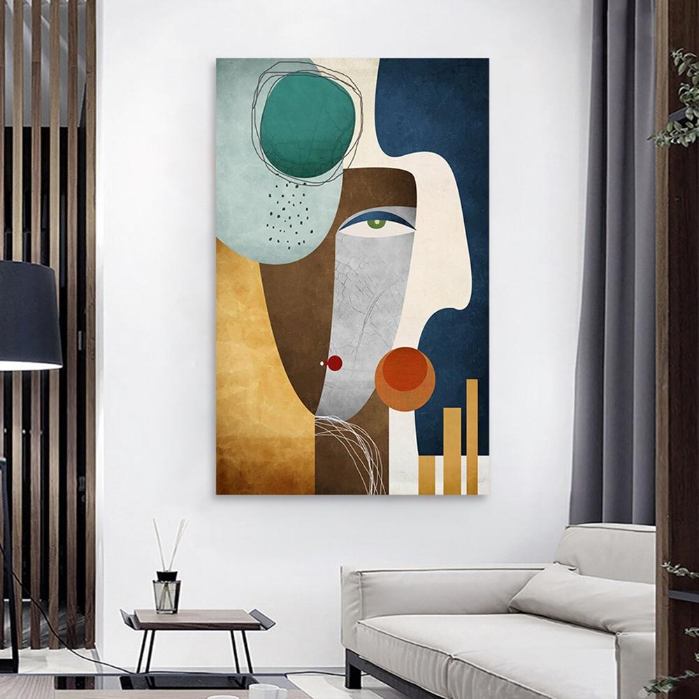 Impression de surface abstraite: Peinture à l'huile d'art mural moderne au milieu du siècle