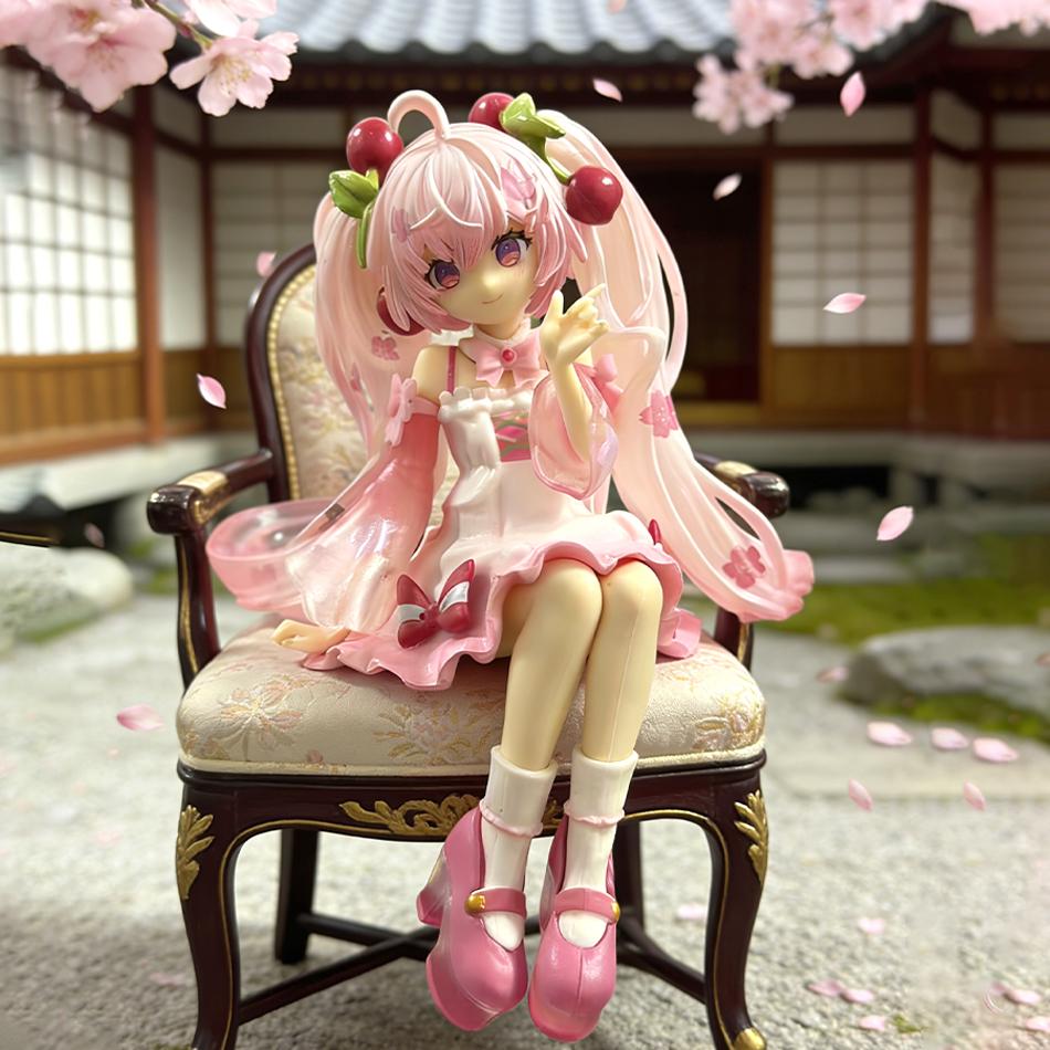 In Stock New Hatsune Miku Sakura Miku Anime Action Figures Model Collection Toy Hatsune Miku Cute Handmade PVC Model KawaiiGift