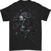 Ein Gothic-Totenkopf mit Blumen Rosen Herren T-Shirt 100% Baumwolle