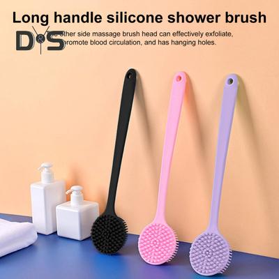 Lazy Duschbürste, langer Griff, Silikon-Rückenschrubber, doppelseitiger Bürstenkopf, Peeling-Massagebürste, Badezubehör