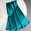 Acetic Acid Fabric Slimming Midi Skirt for Petite Women, A-Line, Mature, Drapey, Lustrous, Elastic Waist