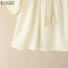 ZANZEA Women Casual Round Neck Loose Summer Half Sleeve Blouse