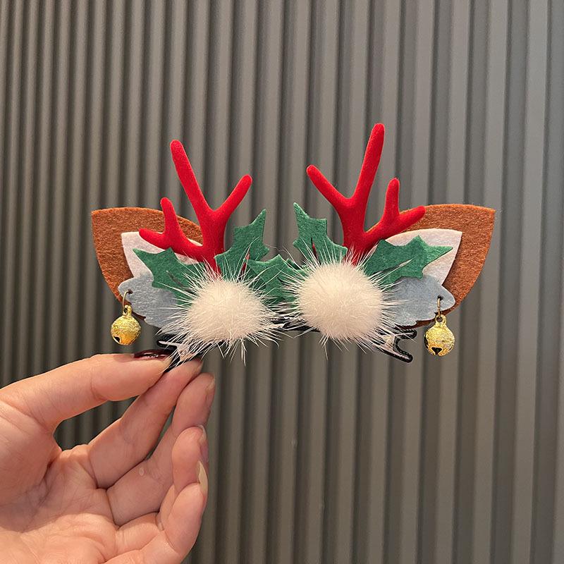 Festive Reindeer Antler Hair Clips – 3D Christmas Headwear for Women & Kids